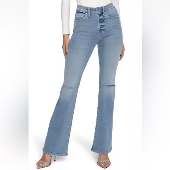 Good American Denim - Good American Good Legs Flare Ripped High Waist Deep V Jeans Size: 15 New 33